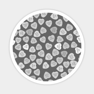 Grey Monotone Candy Hearts Magnet